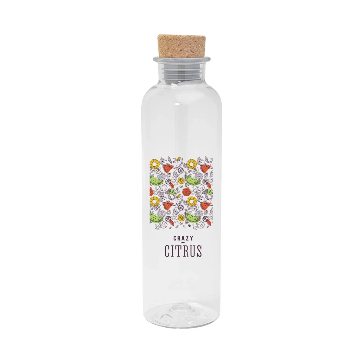 Blue translucent bottle angled to show its slim carry profile