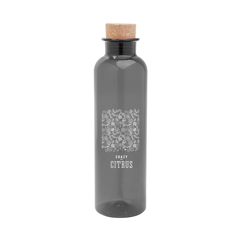 Red bottle held to highlight the wide imprint panel