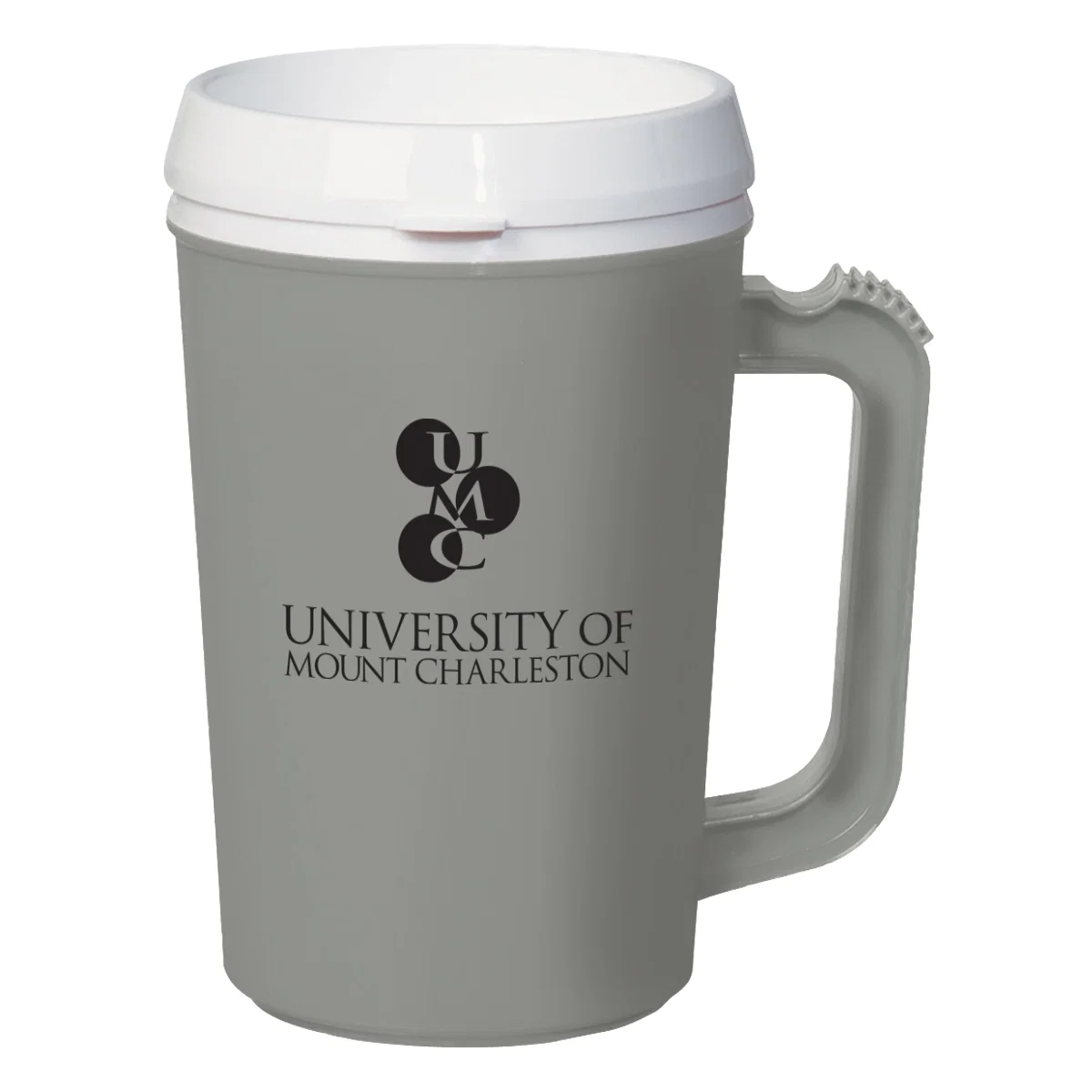 Red travel mug shown from the front
