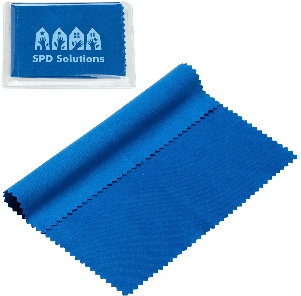 Branded 220GSM microfiber screen cleaner with logo imprint, back view