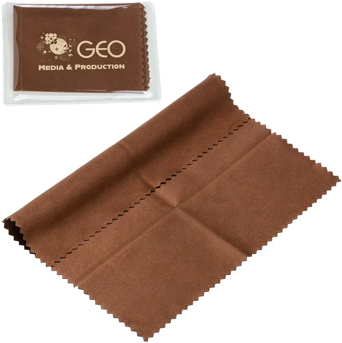 Promotional microfiber lens cloth in clear PVC case, color variant