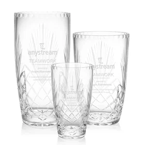 24% Lead Crystal Vase with Front-Facing Etch Panel
