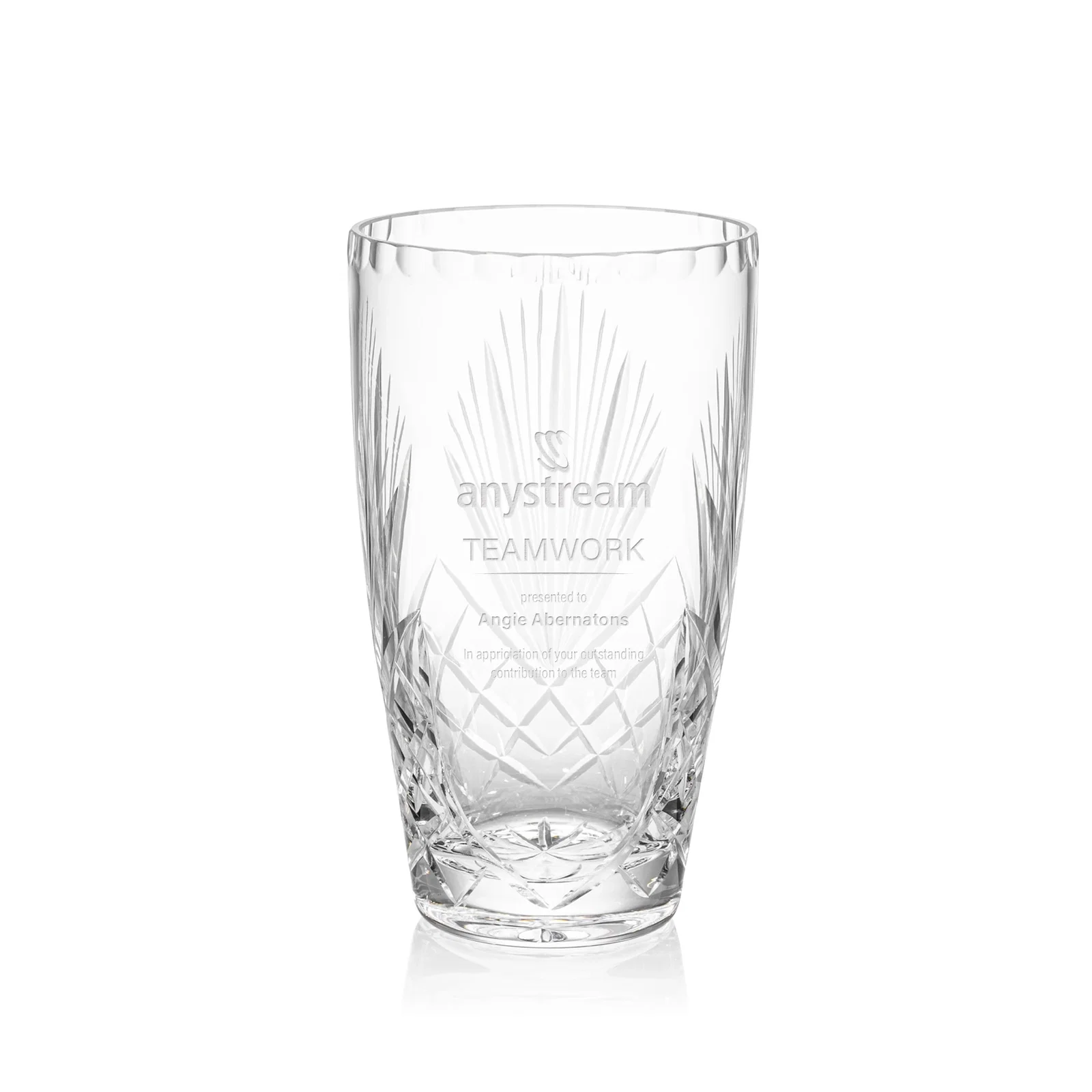 24% Lead Crystal Vase with Front-Facing Etch Panel — view 6