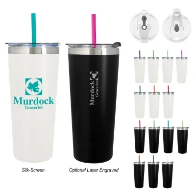 Black cup paired with a bright colored straw