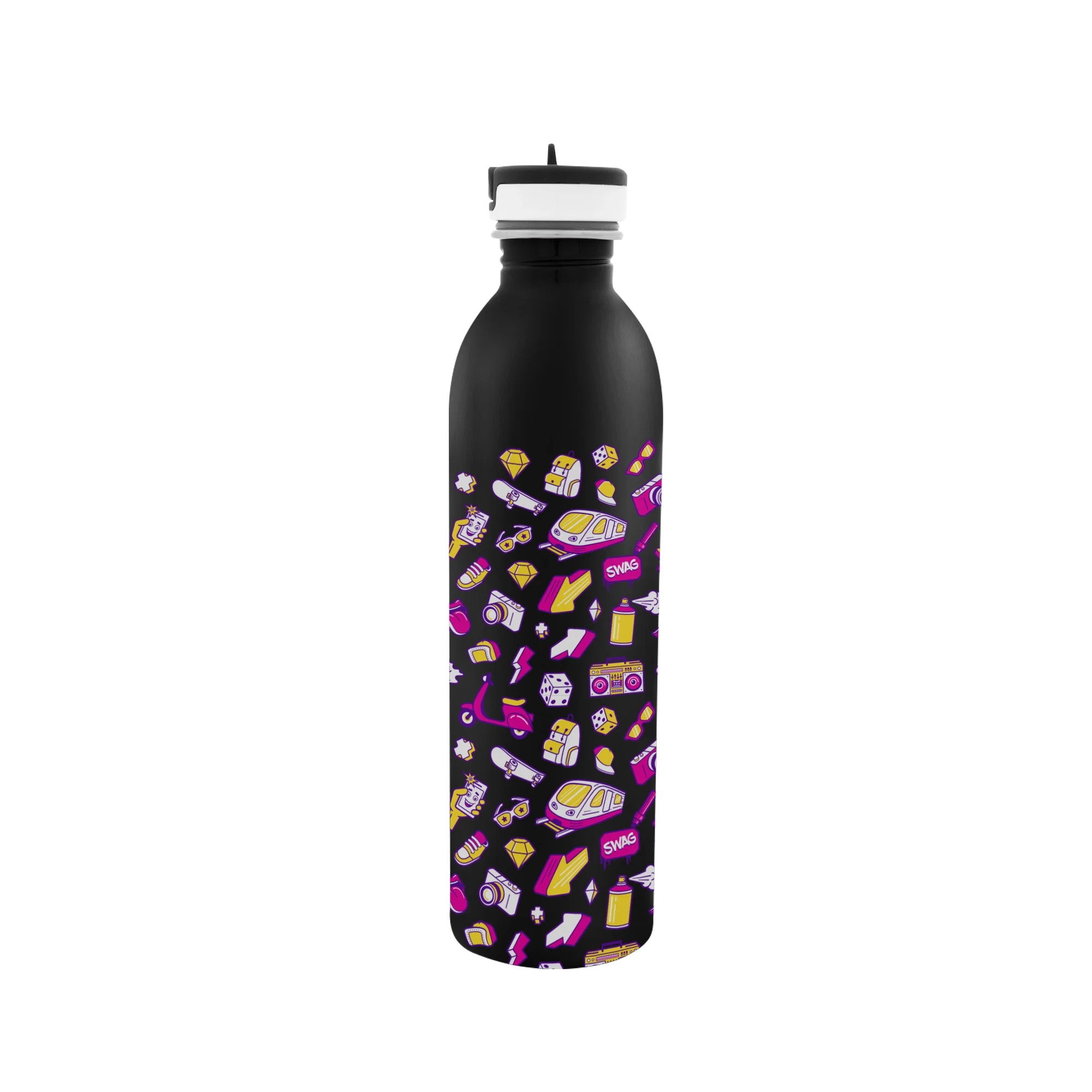 Screw top lid detail at the neck of the water bottle