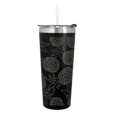 Twenty-four ounce tumbler standing upright at eight inches tall