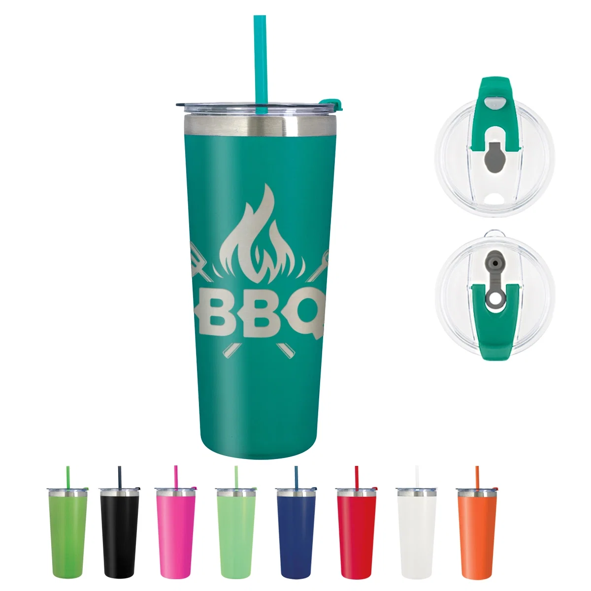 Tall stainless tumbler with a laser engraved logo area
