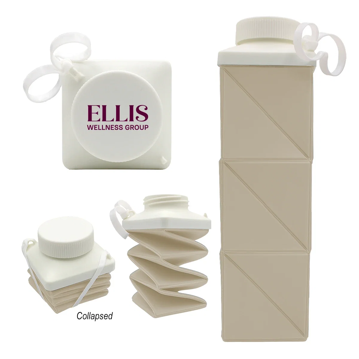 Collapsible water bottle shown fully expanded and ready to fill