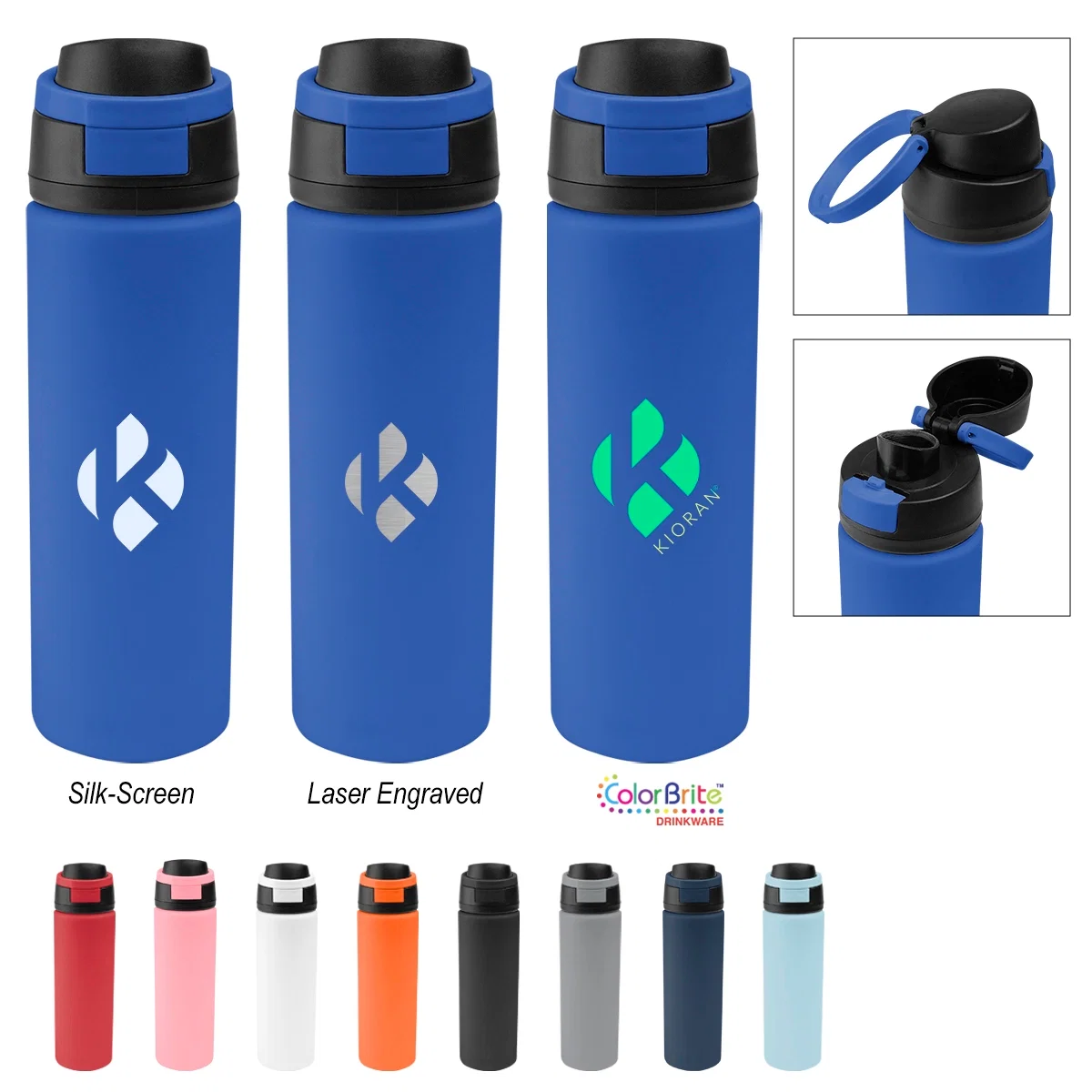 Recycled stainless steel water bottle available in two sizes for daily hydration