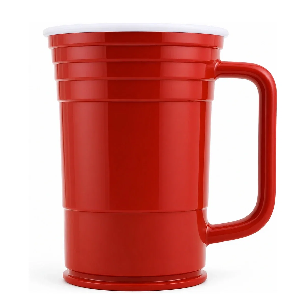 Handle and thick walls of the six-inch tall cup