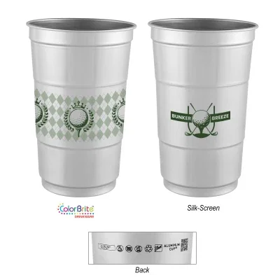 Aluminum cup shown upright on a plain surface