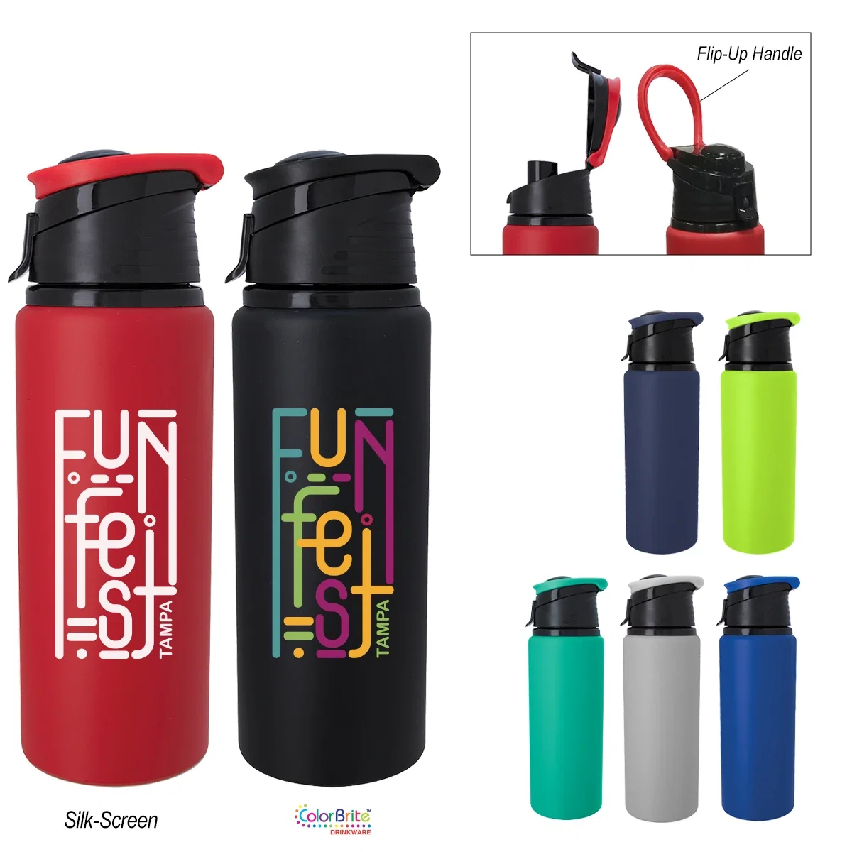 Sports drinkware carried by hand on a hike