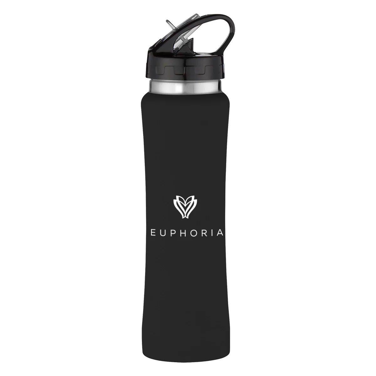 Stainless steel bottle standing upright with the lid closed