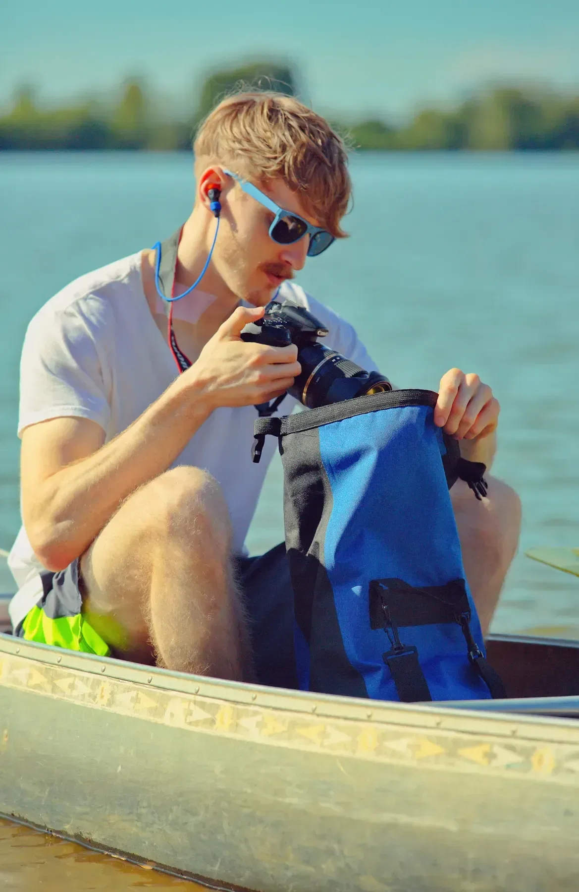 25L Roll-Top Waterproof Backpack being worn