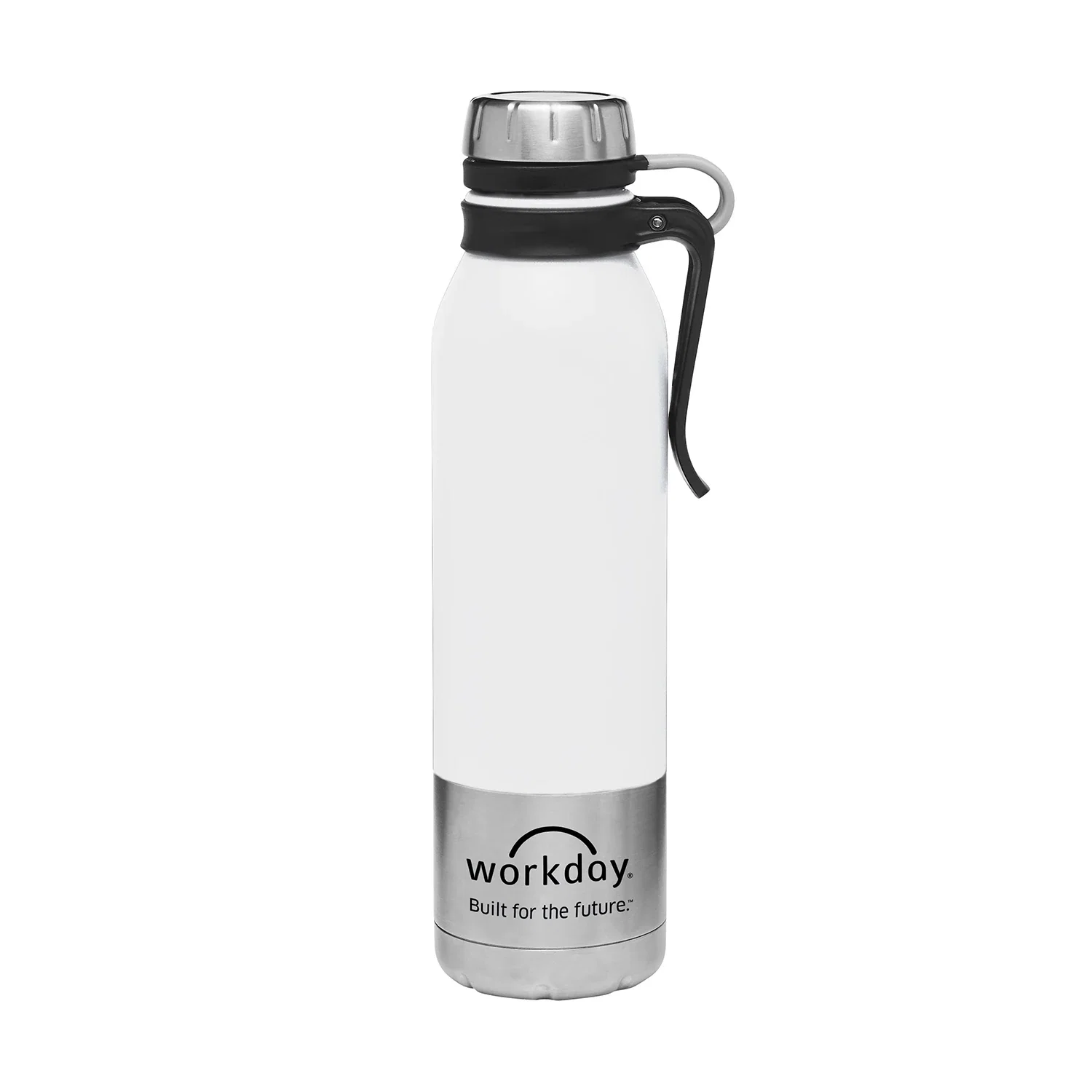 Clip-On Stainless Steel Vacuum Bottle - 25oz — White — view 3