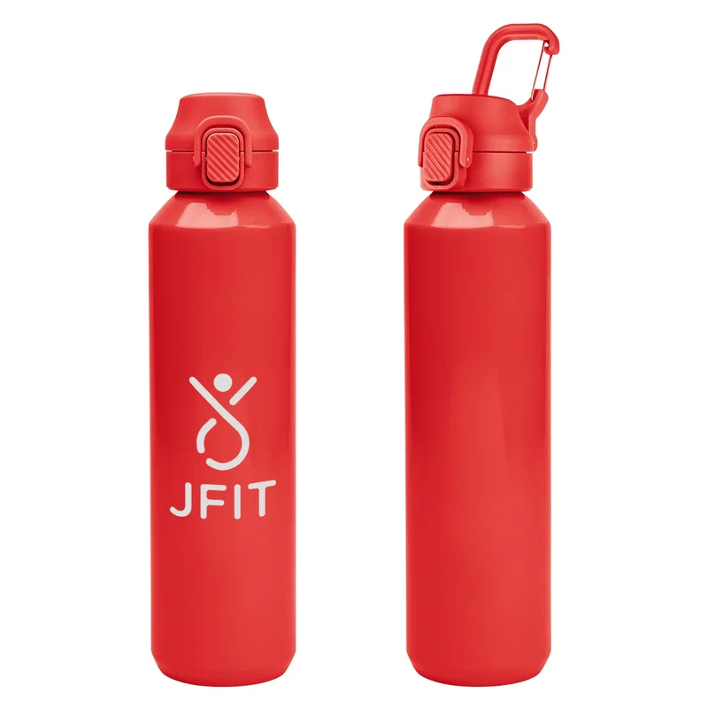 Side profile of the 27 ounce recycled metal drinking bottle