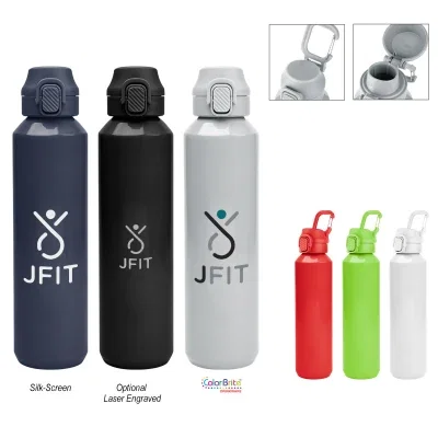 Black finish version of the reusable bottle, shown with its clip