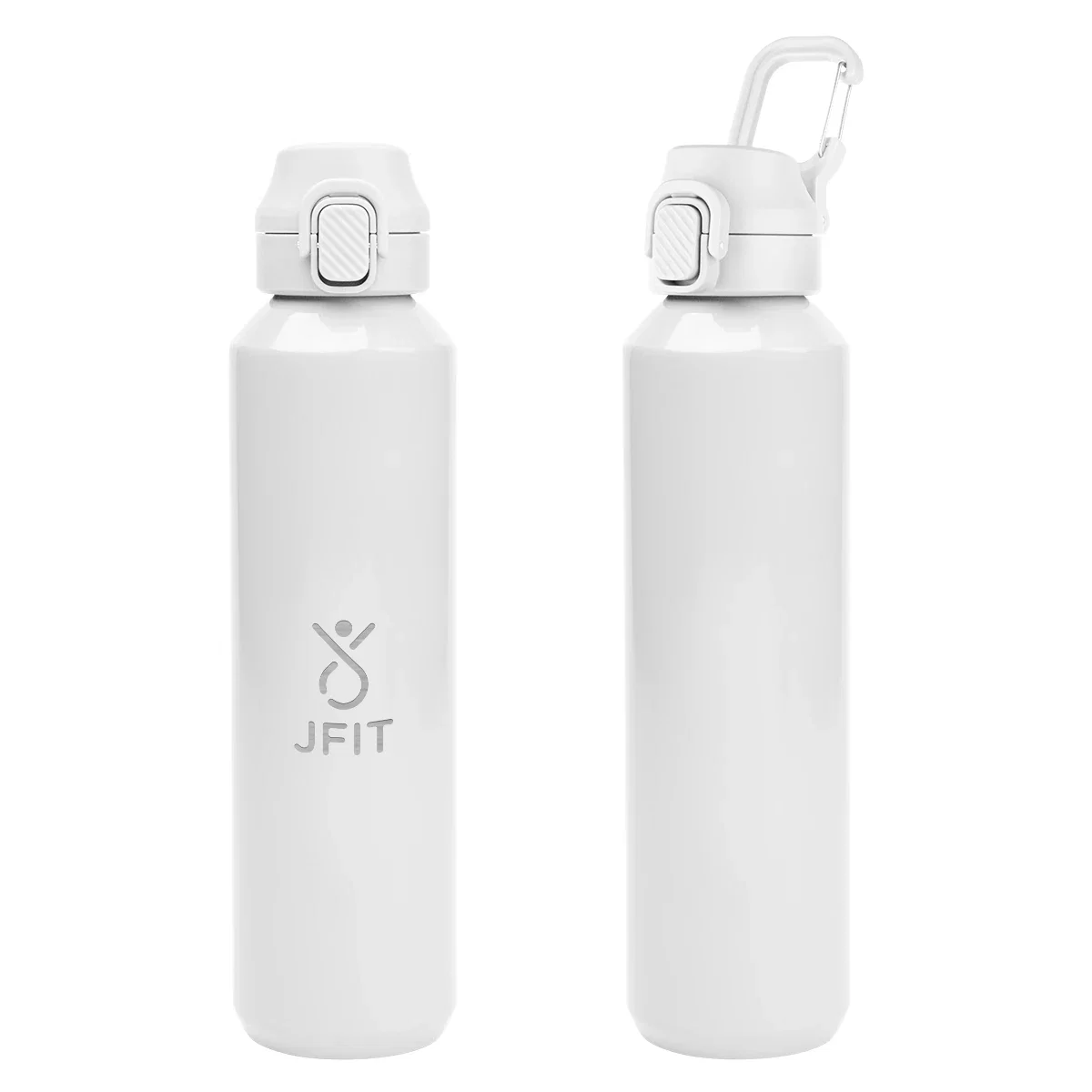 Gray water bottle standing 9 1/2 inches tall