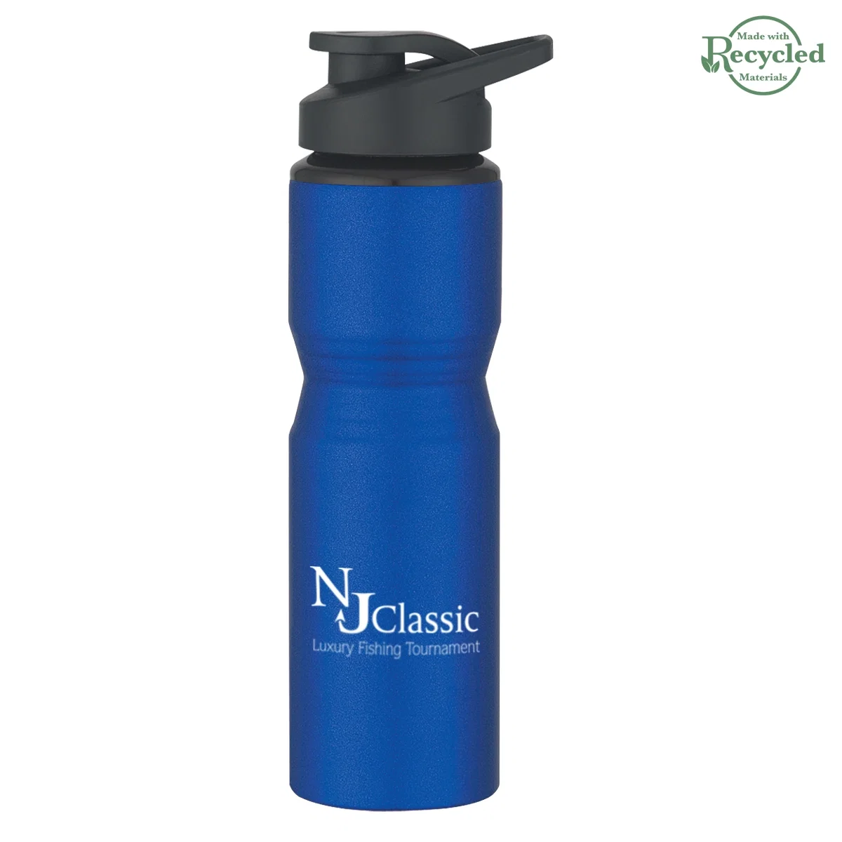 Lightweight aluminum bottle shown upright with the cap secured