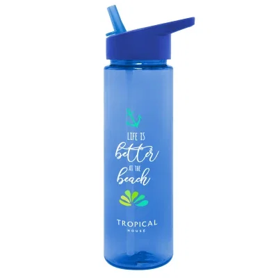 Translucent sport bottle with a screw-on lid and carry loop