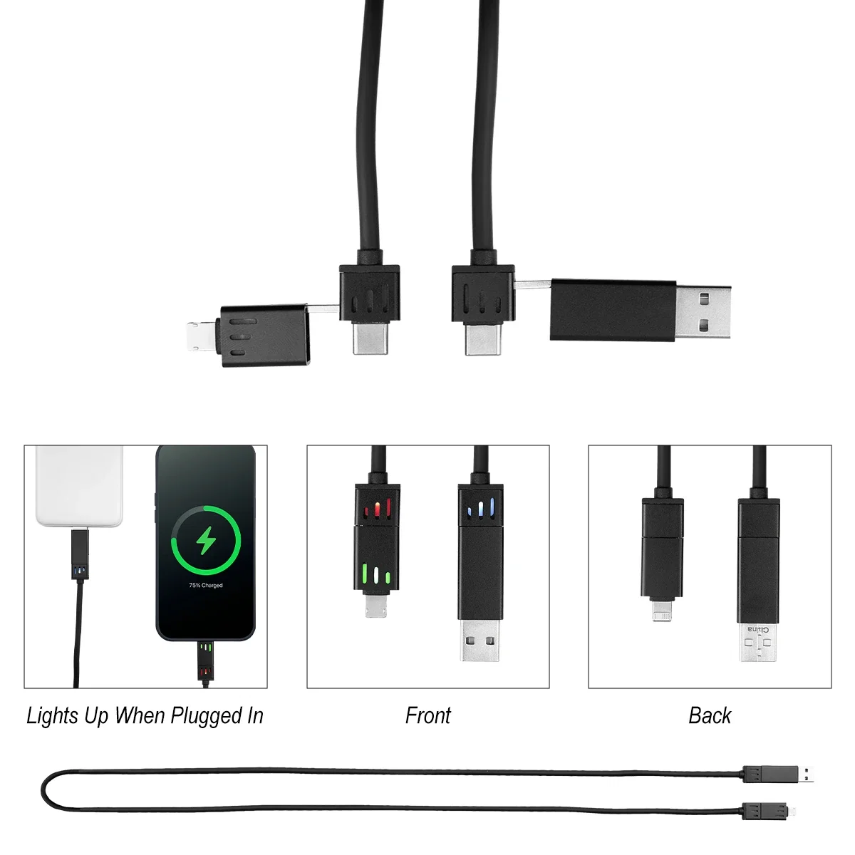 Connector end glowing while the cable carries a charge