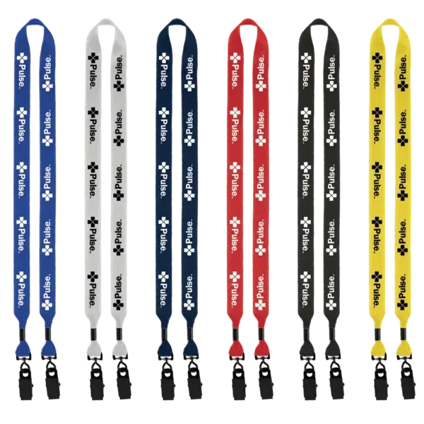 2-Ended Polyester Lanyard with Metal Crimp & Metal Bulldog Clip - 3/4" — view 2