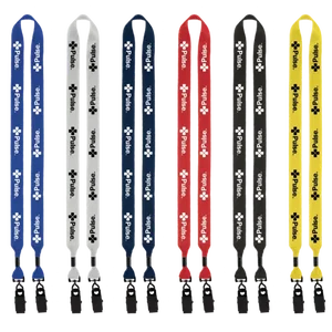 2-Ended Polyester Lanyard with Metal Crimp & Metal Bulldog Clip - 3/4"