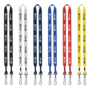2-Ended Polyester Lanyard with Metal Crimp & Metal Swivel Snap Hook - 3/4"