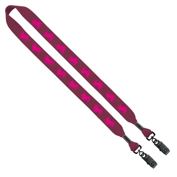 3/4" Cotton Double Bulldog Clip Lanyard