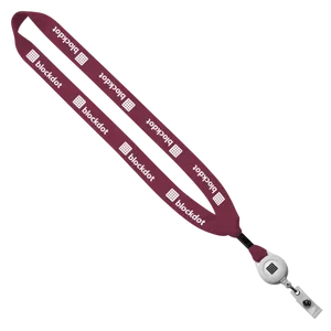 3/4" Cotton Lanyard with Metal Crimp & Retractable Badge Reel