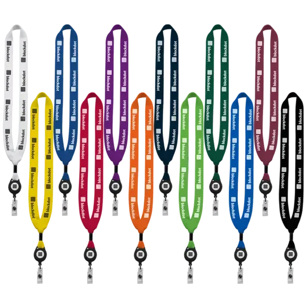 3/4" Cotton Lanyard with Metal Crimp & Retractable Badge Reel