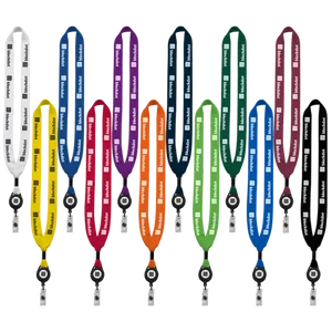 3/4" Cotton Lanyard with Metal Crimp & Retractable Badge Reel