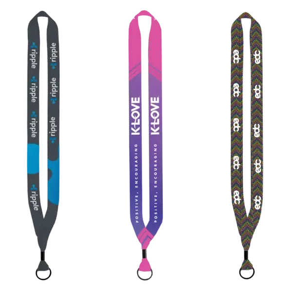3/4" Dye-Sublimated Lanyard with Metal Crimp & Metal Split-Ring