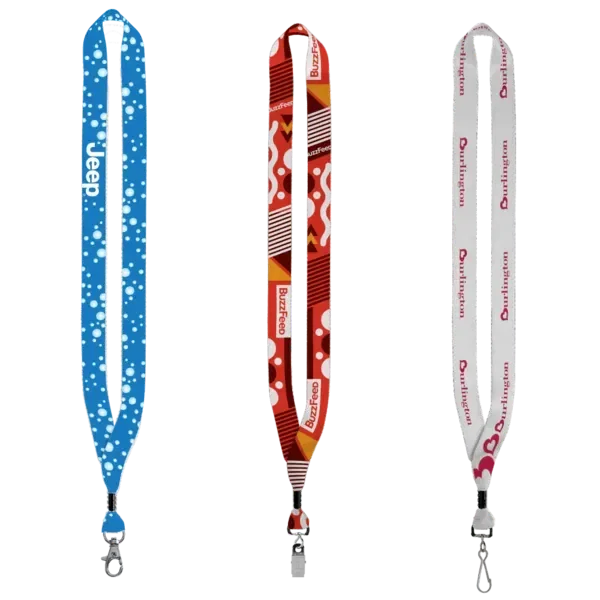 3/4" Dye-Sublimated Lanyard with Silver Tone Metal Crimp & Split Ring — view 2