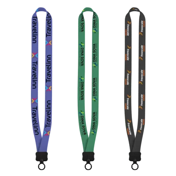 3/4" Dye-Sublimated Stretchy Elastic Lanyard with Plastic Clamshell and Plastic O-Ring — view 2