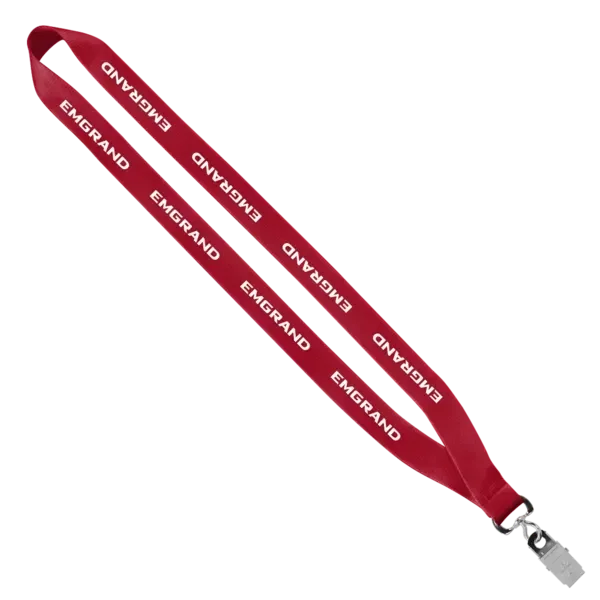 Economy Polyester Lanyard with Sewn Silver Tone Metal Bulldog Clip - 3/4"