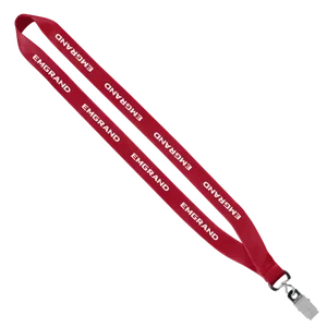 Economy Polyester Lanyard with Sewn Silver Tone Metal Bulldog Clip - 3/4"