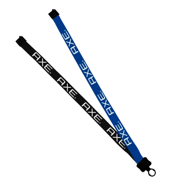 Multi color (left and right) Polyester Lanyard with Plastic Clamshell - 3/4"