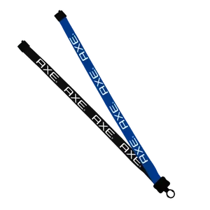 Multi color (left and right) Polyester Lanyard with Plastic Clamshell - 3/4"