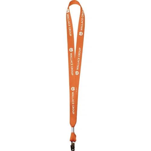 3/4" nylon web lanyard in royal blue, screen-printed promotional neck strap