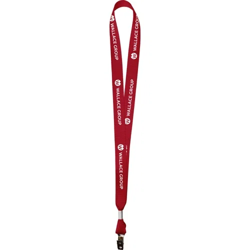 3/4" nylon web lanyard in red, durable custom-printed event neck strap