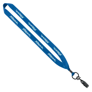 3/4" Polyester Lanyard with Metal Crimp & Bulldog Clip