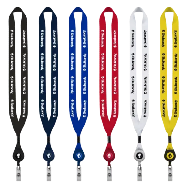 3/4" Polyester Lanyard with Metal Crimp & Retractable Badge Reel