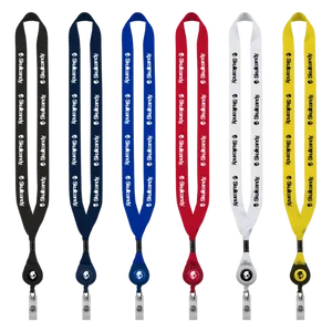 3/4" Polyester Lanyard with Metal Crimp & Retractable Badge Reel