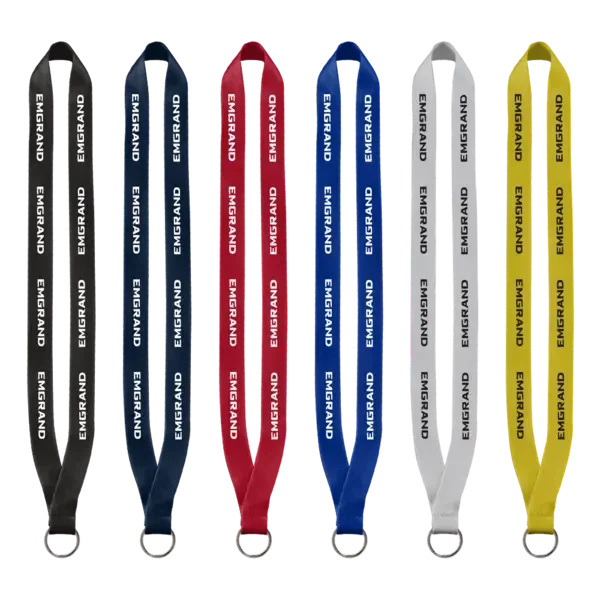 3/4" Polyester Lanyard with Sewn Silver Metal Split-Ring