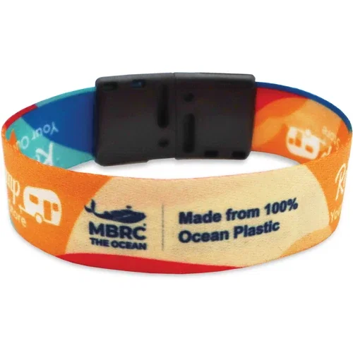 3/4" recycled ocean plastic wristband, sublimated eco band, primary view