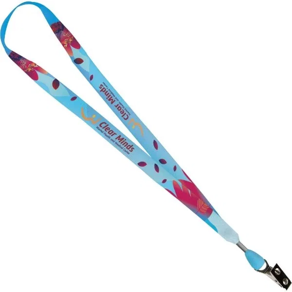 3/4 inch Sublimated Antimicrobial Lanyard, double-sided satin strap, front view