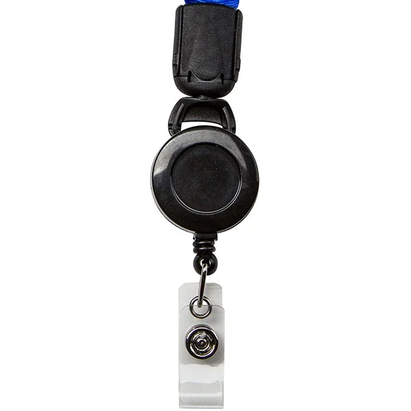 3/4 inch Recycled PET Lanyard in cobalt blue woven strap, flat view