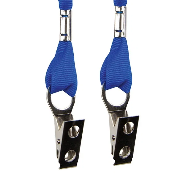 3/4 inch Recycled PET Lanyard in steel blue with repeating logo print