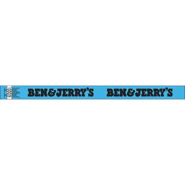 3/4" Tyvek event wristband, waterproof DuPont Tyvek with adhesive tab and tearaway stub, hero view